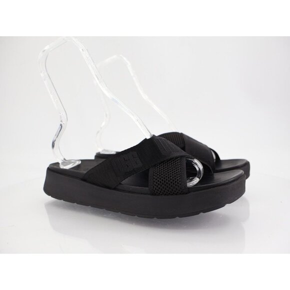 UGG Womens Emily Sandal Size 11 Mesh Cross Platform Strappy Slide Flat Logo - Picture 1 of 13